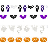 Kit C/ 4 Varal Decorativo Halloween Morcego Abóbora Fantasma