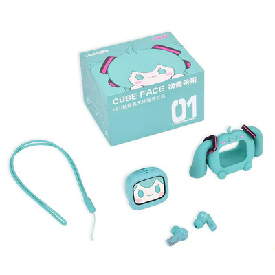 Hatsune Miku Lcd Smart Screen Wireless Bluetooth Earphones