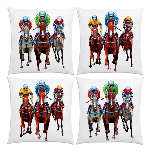 Kentucky Derby - Juego De 4 Fundas De Almohada De 18 X 18 Pu