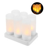 Juego De 6 Velas Recargables Led Parpadeantes Sin Llama.