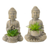 Buddha Set De 2 Esculturas Con Suculentas