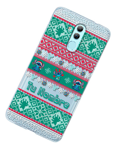 Funda Para Huawei Stitch Ugly Sweater Navidad Nombre
