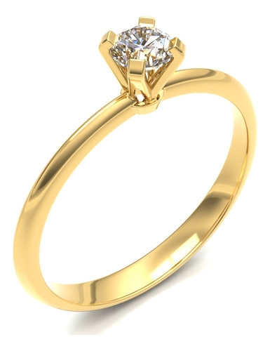 Anillo Compromiso Amarillo Oro 14k Diamante Natural .15ct Vs