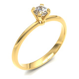 Anillo Compromiso Amarillo Oro 14k Diamante Natural .15ct Vs