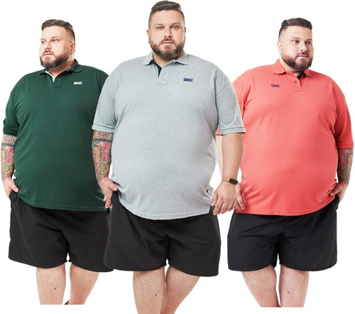 Kit 05 Camisa Gola Polo Masculina Plus Size Tamanhos Grandes