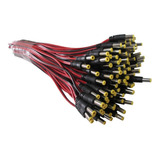 Kit 100 Rabichos Preto Vermelho 24cm Plug P4 Macho Led Cftv