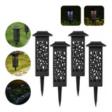 Pack De 4 Focos Led Solar Luz Calida Farol Estaca Jardin