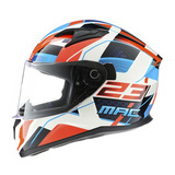 Casco Integral Moto Mac Speed Zwitz Blanco Naranja Celeste 