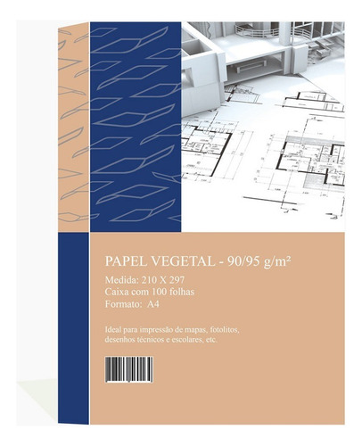 Papel Vegetal 90/95 G/m² A4 210x297mm Mares 100 Und