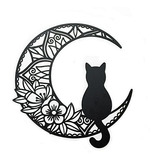 Arte De Pared Gato Negro Y Luna - Escultura De Metal