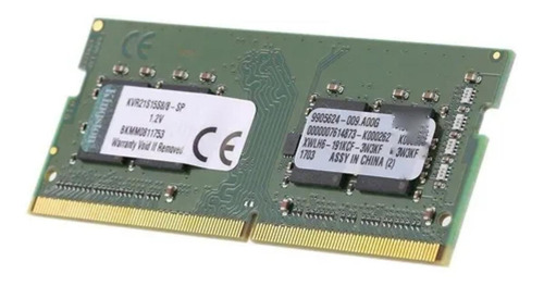 Memória Ram Valueram Color Verde  8gb 1 Kingston Kvr21s15s8/8