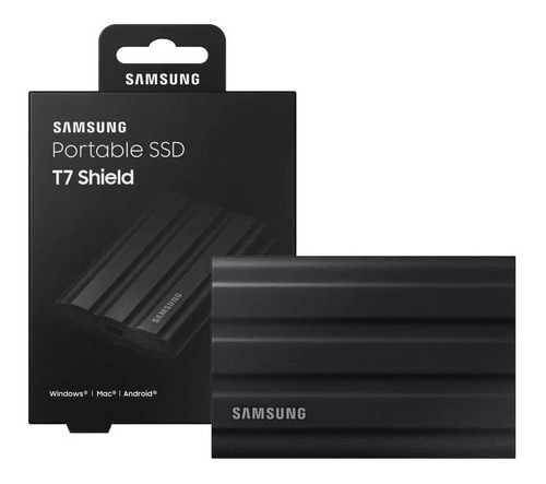  Samsung Ssd Externo 1tb T7 Shield 2022 Emborrachado Anti Impacto Turbo Ip65 À Prova D'água Poeira Ssd Externo 1tb Samsung T7 Shield Usb 3.2 - Preto