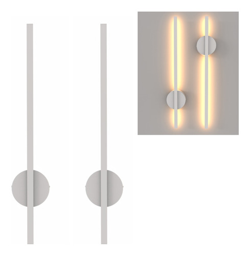 Kit 2 Arandela Fit Led Slim Linear 60cm Luz Indireta Moderna