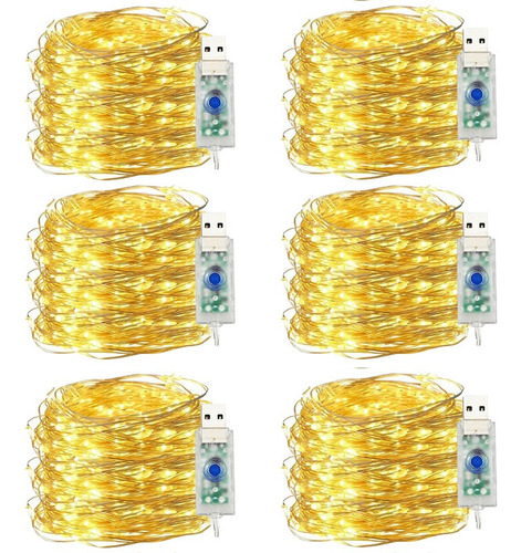 6 Piezas Navidad Usb Led Cobre Alambre Hada Cadena Luz [u]