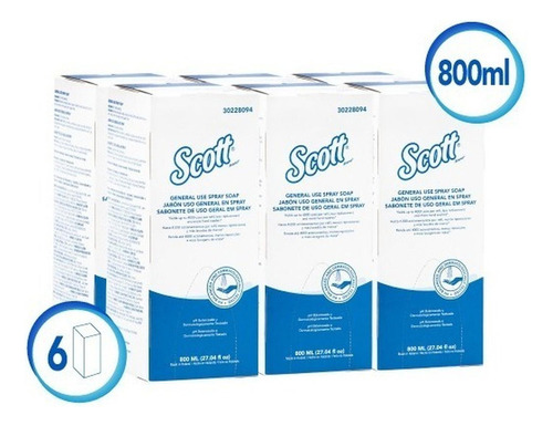 Jabón Scott Handlotion En Spray X 800 Ml - Caja X 6 Repuesto