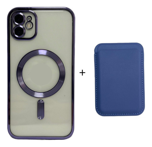 Combo Case Metalizado Magnético + Billetera Para iPhone 