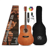 Combo Guitarra Acustica Sx Afinador Funda Correa Accesorios