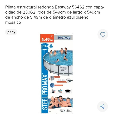 Pileta Estructural Bestway Steel Pro Max 5.49 Dia X 1.22 Alt