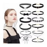 12 Gargantilla Choker Necklaces Black Lace,accesorios Collar