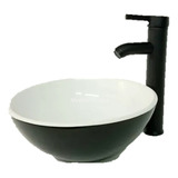 Mezcladora Grifo Monomando Ovalin Bowl Negro Blanco P Baño