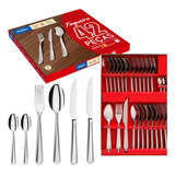 Kit Faqueiro Modena 42 Pcs Inox Jogo De Talheres Brinox Cor Prateado