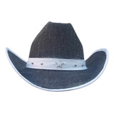 Sombrero Gorro Vaquero Cowboy Negro Y Blanco Ala Ancha