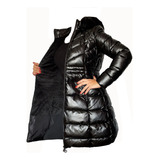 Campera Puffer Largo Metalizado Super Abrigado Elegante!