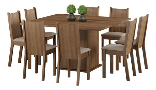 Juego De Comedor Clarice Con 8 Sillas Marron/beige