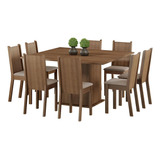 Juego De Comedor Clarice Con 8 Sillas Marron/beige