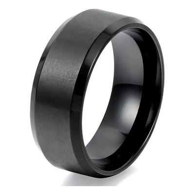 Anillo de Carburo de Titanio Negro para Hombre Antiestrés | Meses sin interés
