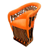 Mueble Silla Equipal Modelo Acapulco Charro Color Naranja