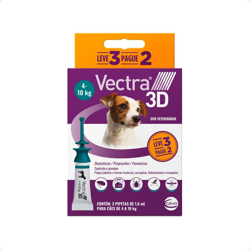Vectra 3d Antipulgas E Carrapatos Ceva Para Cães De 4 A 10kg