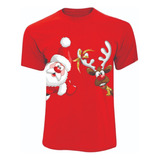 Camisetas Navidad Reno Papa Noel Santa Clauss Lado Mn