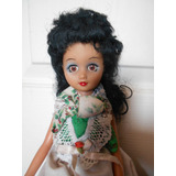 Muñeca Antigua 70s Hecha En China Señorita Mexicana 37 Cms