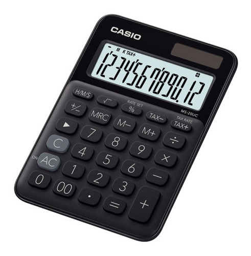 Calculadora Casio Ms 20 Negro - Solar - 12 Dígitos 