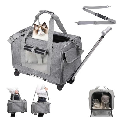Mochila Con Rueda Para Perros Gato Transportador De Mascotas