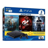 Sony Playstation 4 Slim 1tb Hits Bundle: God Of War/gran Turismo Sport/uncharted 4: A Thief's End Cor  Preto Onyx