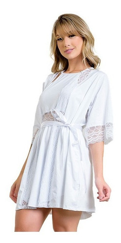 Kit Robe Com Camisola Microfibra Luxo Sensual Moda