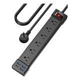 Enchufe Inteligente Marca Superdanny/6 Tomas/4 Usb/negro 4ft