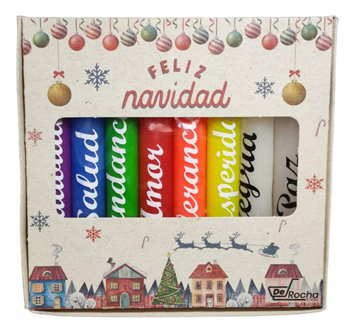 Set Velas Navidad X8 Deseos Fiesta Familiar Noche Velitas