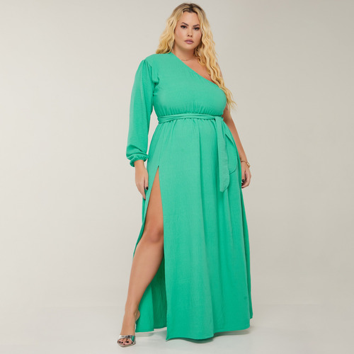 Vestido Longo Plus Size Com Fenda Tamanho Grande Gg Ao G3