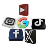 Placa Decoração 3d Mesa Kit Google Youtube Rede Sociais