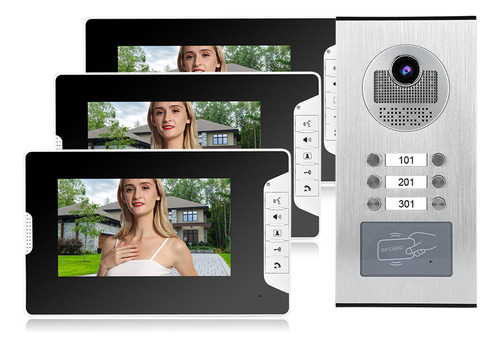 Intercomunicador De Vídeo De 7 En 3 Monitores, Sistema De Po