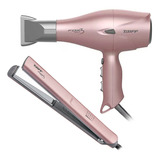 Secador + Prancha Profissional Fox Ion 3 Rose Original Taiff