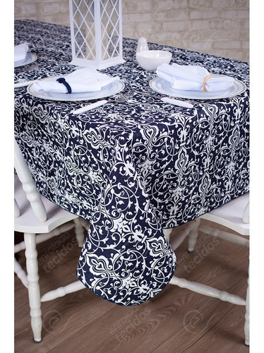 Toalha De Mesa 8 Lugares Em Jacquard Estampado 1,4m X 2,5m