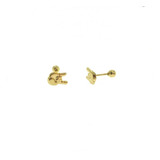 Arete Broquel Mano De Rock Oro 14k Kt / Niña Mujer Regalo