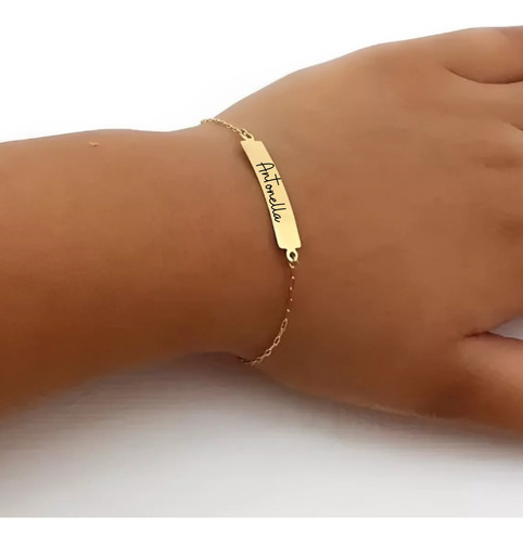 Pulseira Infantil De Ouro Puro Ideal Para Recém Nascido Bebê