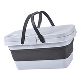 Cesta De Picnic Plegable Caja De Almacenamiento Mesa Gris