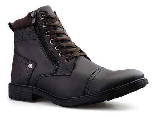 Bota Casual Masculina Coturno Zíper Cadarço Lançamento Dhl