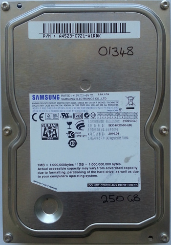 Disco Samsung   Hd253gj 250gb 3.5 Sata - 1348 Recuperodatos